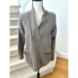 Max Studio Wool & Yak Hair Taupe Brown Knit Sweater